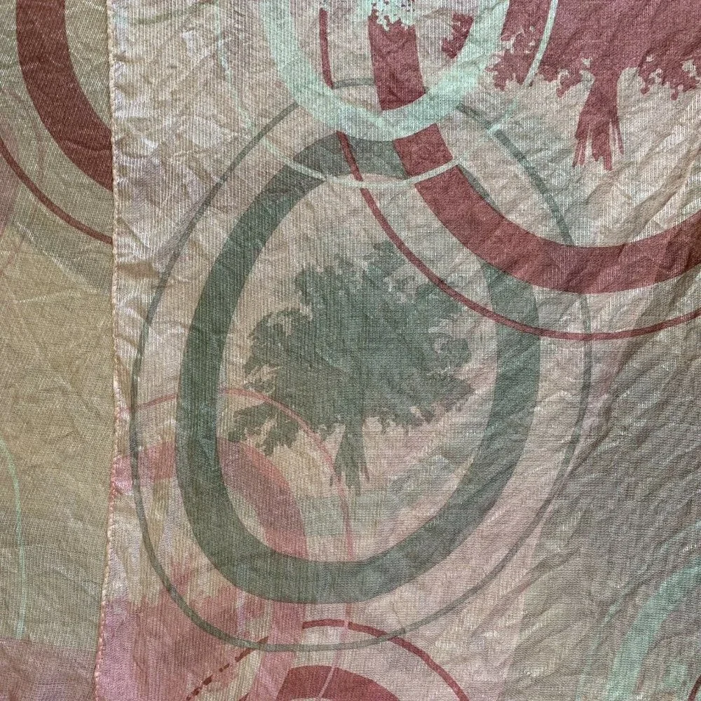 Aquascutum of London Pink Silk Scarf Wrap Sheer Rectangle 66” x 20” Geometric